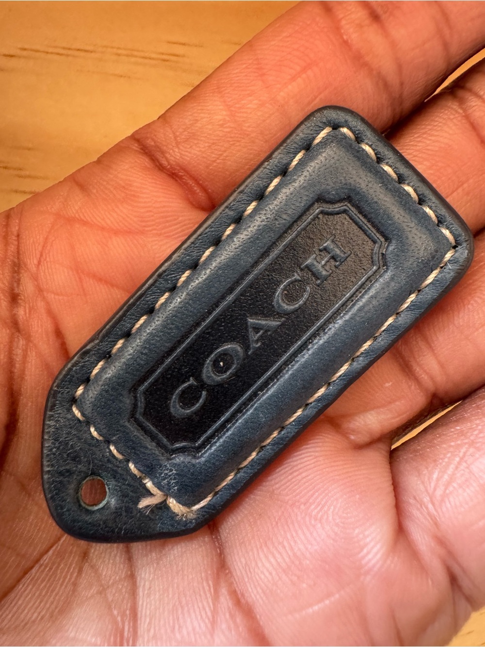 COACH Blue Leather Key Fob Bag Charm